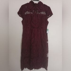 NEw!Premier Amour Crochet Burgundy Dress